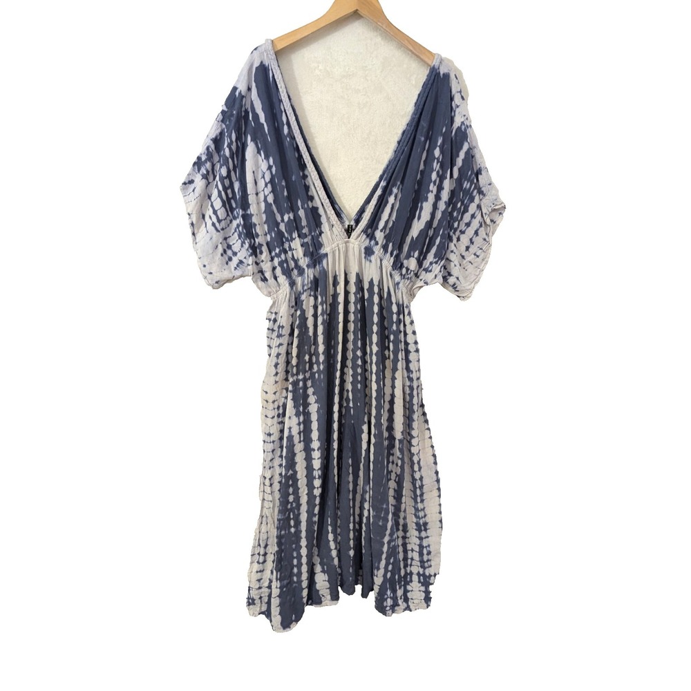 Raviya Swim Cover Up Womens 1X Blue Tie Dye Pullover Beach Pool Vaca Resort